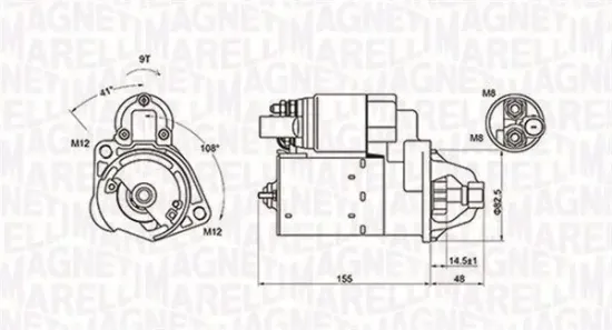 Starter 12 V 1,1 kW MAGNETI MARELLI 063721394010 Bild Starter 12 V 1,1 kW MAGNETI MARELLI 063721394010