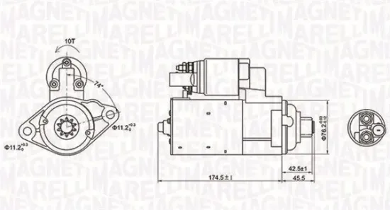 Starter 12 V 1,1 kW MAGNETI MARELLI 063721409010 Bild Starter 12 V 1,1 kW MAGNETI MARELLI 063721409010