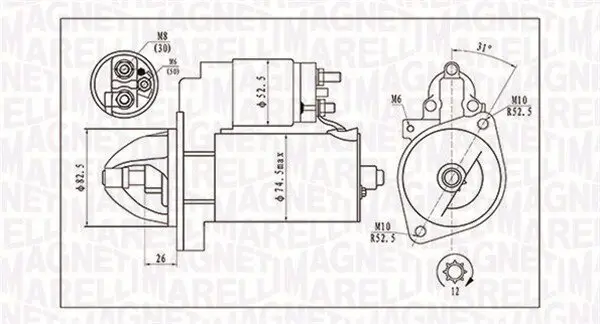 Starter 12 V 1,7 kW MAGNETI MARELLI 063721410010