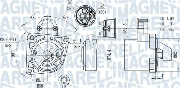 Starter 12 V 1,9 kW MAGNETI MARELLI 063721428010