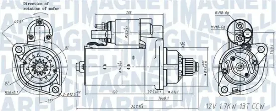 Starter 12 V 1,7 kW MAGNETI MARELLI 063721508010 Bild Starter 12 V 1,7 kW MAGNETI MARELLI 063721508010