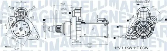 Starter 12 V 1,1 kW MAGNETI MARELLI 063721533010 Bild Starter 12 V 1,1 kW MAGNETI MARELLI 063721533010