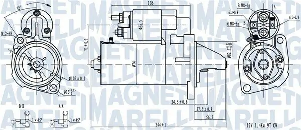 Starter 12 V 1,4 kW MAGNETI MARELLI 063720282010