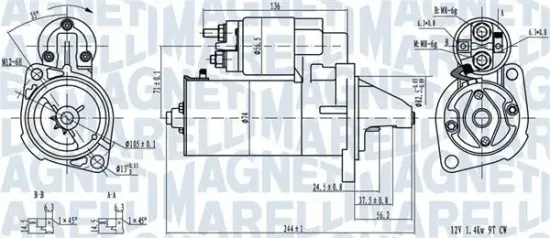 Starter 12 V 1,4 kW MAGNETI MARELLI 063720282010 Bild Starter 12 V 1,4 kW MAGNETI MARELLI 063720282010