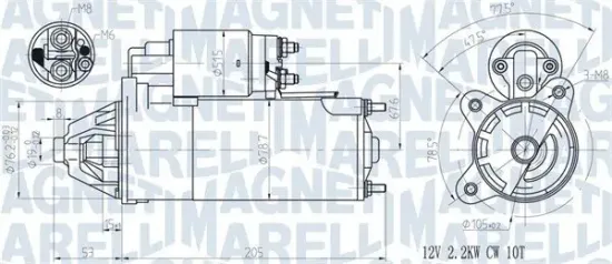 Starter 12 V 2,2 kW MAGNETI MARELLI 063720613010 Bild Starter 12 V 2,2 kW MAGNETI MARELLI 063720613010