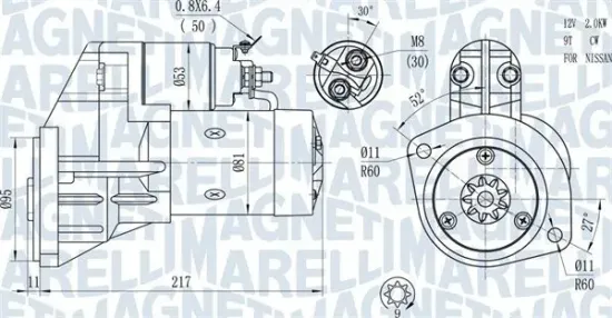 Starter 12 V 2,5 kW MAGNETI MARELLI 063720660010 Bild Starter 12 V 2,5 kW MAGNETI MARELLI 063720660010