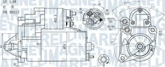 Starter 12 V 1,4 kW MAGNETI MARELLI 063720784010 Bild Starter 12 V 1,4 kW MAGNETI MARELLI 063720784010