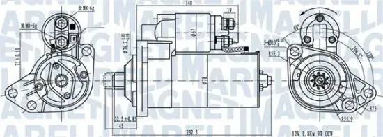 Starter 12 V 1,8 kW MAGNETI MARELLI 063720789010 Bild Starter 12 V 1,8 kW MAGNETI MARELLI 063720789010