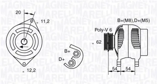 Generator 12 V MAGNETI MARELLI 063731223010 Bild Generator 12 V MAGNETI MARELLI 063731223010