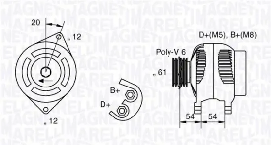 Generator 12 V MAGNETI MARELLI 063321833010 Bild Generator 12 V MAGNETI MARELLI 063321833010