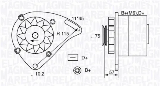 Generator 12 V MAGNETI MARELLI 063321000010 Bild Generator 12 V MAGNETI MARELLI 063321000010