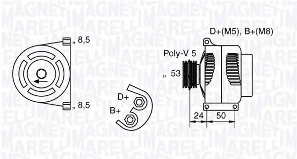 Generator 12 V MAGNETI MARELLI 063377007010 Bild Generator 12 V MAGNETI MARELLI 063377007010