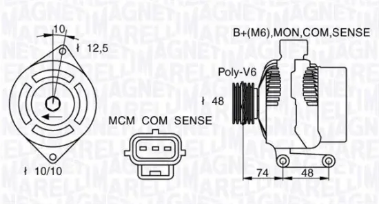 Generator 12 V MAGNETI MARELLI 063377411010 Bild Generator 12 V MAGNETI MARELLI 063377411010