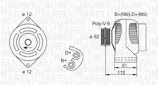 Generator 12 V MAGNETI MARELLI 063731884010 Bild Generator 12 V MAGNETI MARELLI 063731884010