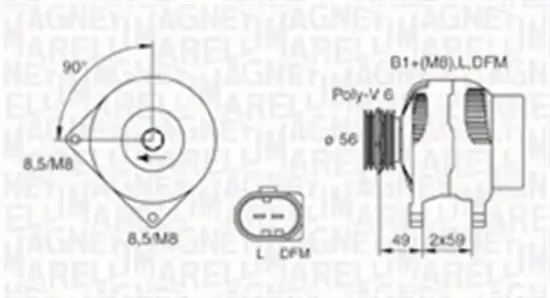 Generator 12 V MAGNETI MARELLI 063731378010 Bild Generator 12 V MAGNETI MARELLI 063731378010