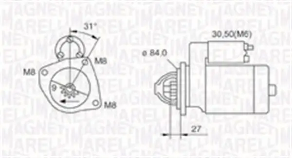 Starter 12 V 2,5 kW MAGNETI MARELLI 063721203010