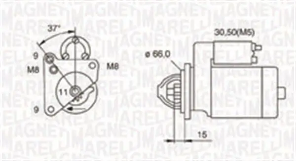 Starter 12 V 1,3 kW MAGNETI MARELLI 063721260010