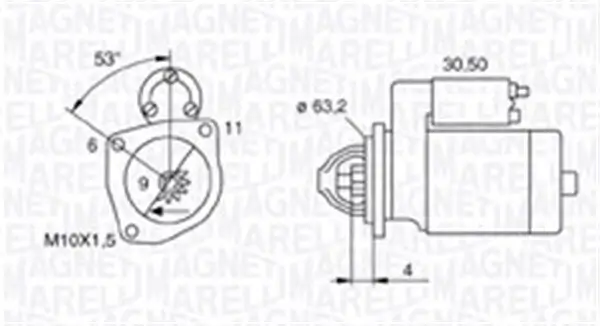 Starter 12 V 0,8 kW MAGNETI MARELLI 063721057010