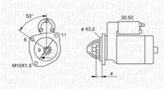 Starter 12 V 0,8 kW MAGNETI MARELLI 063721057010 Bild Starter 12 V 0,8 kW MAGNETI MARELLI 063721057010