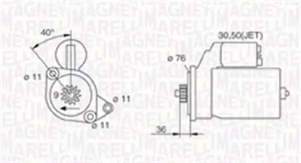 Starter 12 V 1,1 kW MAGNETI MARELLI 063720618010
