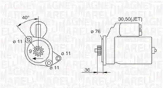 Starter 12 V 1,1 kW MAGNETI MARELLI 063720618010 Bild Starter 12 V 1,1 kW MAGNETI MARELLI 063720618010