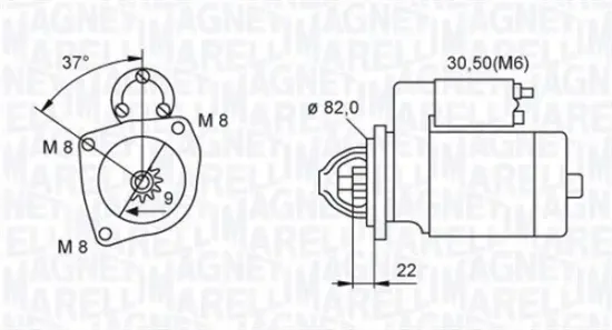 Starter 12 V 2,5 kW MAGNETI MARELLI 063721449010 Bild Starter 12 V 2,5 kW MAGNETI MARELLI 063721449010