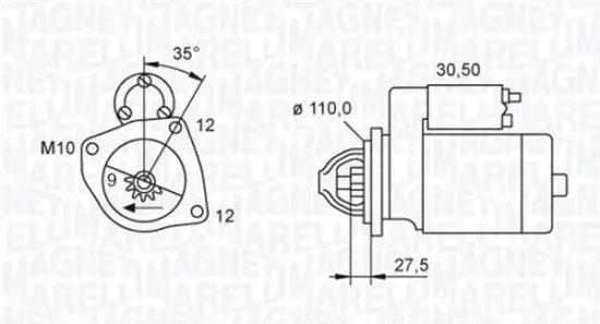 Starter 12 V 2,5 kW MAGNETI MARELLI 063721118010 Bild Starter 12 V 2,5 kW MAGNETI MARELLI 063721118010