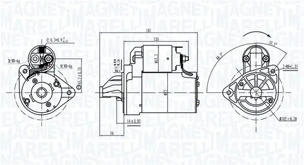 Starter 12 V 0,8 kW MAGNETI MARELLI 063721303010 Bild Starter 12 V 0,8 kW MAGNETI MARELLI 063721303010