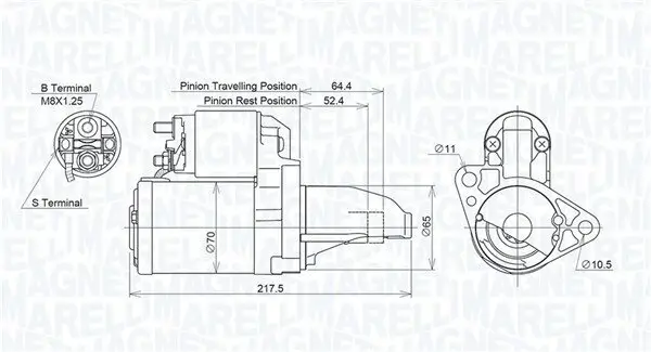 Starter 12 V 0,8 kW MAGNETI MARELLI 063721452010