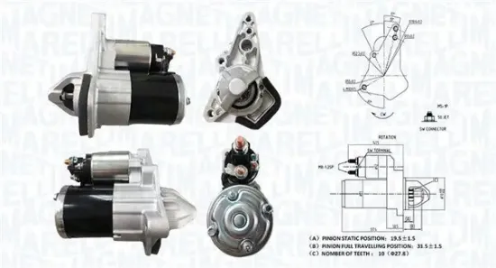 Starter 12 V 1,4 kW MAGNETI MARELLI 063723537010 Bild Starter 12 V 1,4 kW MAGNETI MARELLI 063723537010