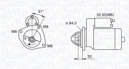 Starter 12 V 2,5 kW MAGNETI MARELLI 063521093070 Bild Starter 12 V 2,5 kW MAGNETI MARELLI 063521093070