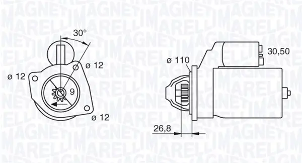 Starter 12 V 2,5 kW MAGNETI MARELLI 063217410010
