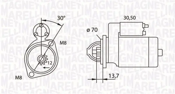 Starter 12 V 0,8 kW MAGNETI MARELLI 063191007010
