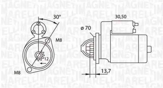 Starter 12 V 0,8 kW MAGNETI MARELLI 063191007010 Bild Starter 12 V 0,8 kW MAGNETI MARELLI 063191007010