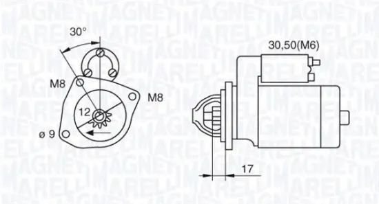 Starter 12 V 1,4 kW MAGNETI MARELLI 063280021010 Bild Starter 12 V 1,4 kW MAGNETI MARELLI 063280021010