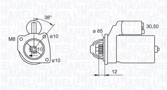 Starter 12 V 0,9 kW MAGNETI MARELLI 063280060010 Bild Starter 12 V 0,9 kW MAGNETI MARELLI 063280060010