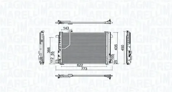 Kondensator, Klimaanlage MAGNETI MARELLI 350203755000 Bild Kondensator, Klimaanlage MAGNETI MARELLI 350203755000