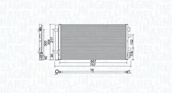 Kondensator, Klimaanlage MAGNETI MARELLI 350203762000 Bild Kondensator, Klimaanlage MAGNETI MARELLI 350203762000