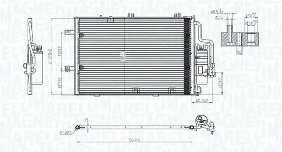 Kondensator, Klimaanlage MAGNETI MARELLI 350203770000 Bild Kondensator, Klimaanlage MAGNETI MARELLI 350203770000