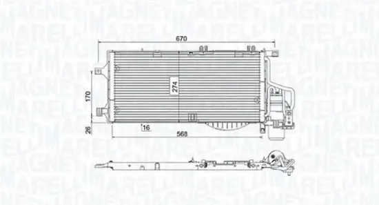 Kondensator, Klimaanlage MAGNETI MARELLI 350203783000 Bild Kondensator, Klimaanlage MAGNETI MARELLI 350203783000