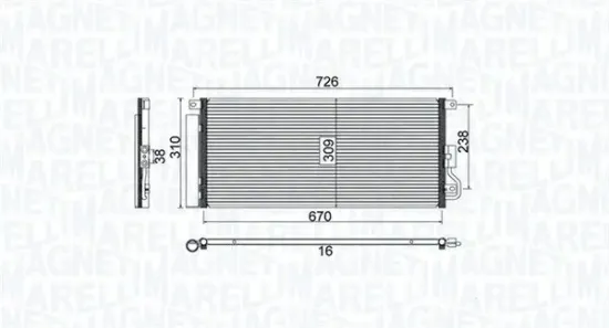 Kondensator, Klimaanlage MAGNETI MARELLI 350203807000 Bild Kondensator, Klimaanlage MAGNETI MARELLI 350203807000