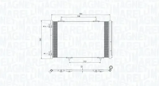 Kondensator, Klimaanlage MAGNETI MARELLI 350203812000 Bild Kondensator, Klimaanlage MAGNETI MARELLI 350203812000