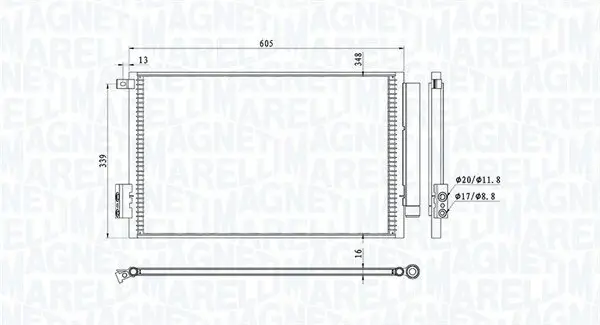 Kondensator, Klimaanlage MAGNETI MARELLI 350203814000