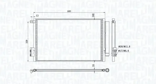 Kondensator, Klimaanlage MAGNETI MARELLI 350203814000 Bild Kondensator, Klimaanlage MAGNETI MARELLI 350203814000