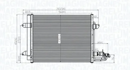 Kondensator, Klimaanlage MAGNETI MARELLI 350203815000 Bild Kondensator, Klimaanlage MAGNETI MARELLI 350203815000