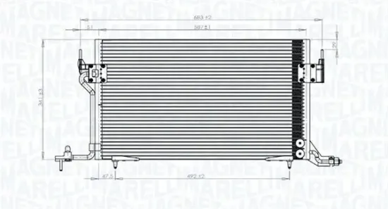 Kondensator, Klimaanlage MAGNETI MARELLI 350203838000 Bild Kondensator, Klimaanlage MAGNETI MARELLI 350203838000