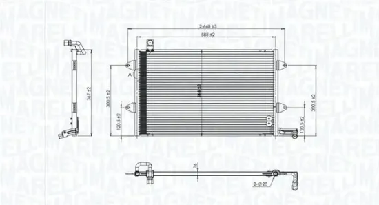 Kondensator, Klimaanlage MAGNETI MARELLI 350203840000 Bild Kondensator, Klimaanlage MAGNETI MARELLI 350203840000