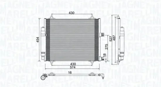 Kondensator, Klimaanlage MAGNETI MARELLI 350203886000 Bild Kondensator, Klimaanlage MAGNETI MARELLI 350203886000