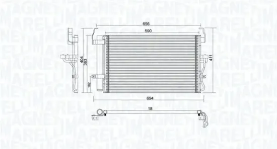 Kondensator, Klimaanlage MAGNETI MARELLI 350203894000 Bild Kondensator, Klimaanlage MAGNETI MARELLI 350203894000