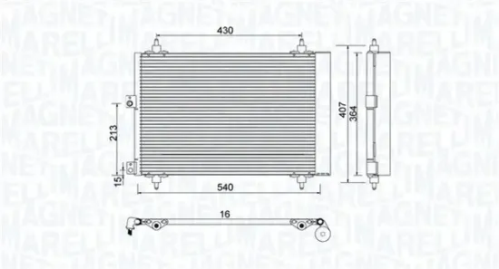 Kondensator, Klimaanlage MAGNETI MARELLI 350203920000 Bild Kondensator, Klimaanlage MAGNETI MARELLI 350203920000